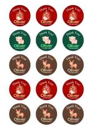 Editable Farm Animals Birthday Thank You Tags