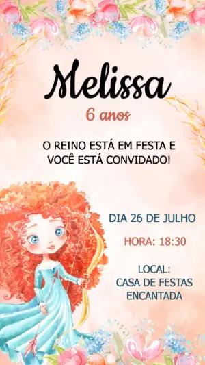 Convite Animado Aniversário Princesa Valente para Editar