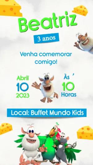 Convite Aniversário Booba com Personagens para Editar Online
