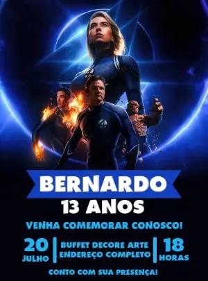 Convite Aniversário Quarteto Fantástico para Editar Online