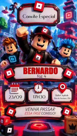 Convite Digital Roblox: Aniversário Gamer para Editar