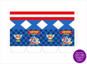 Caixa Meia Bala Sonic Editável para Festa de Aniversário