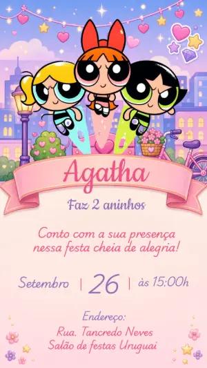 Convite de Aniversário As Meninas Superpoderosas para Editar