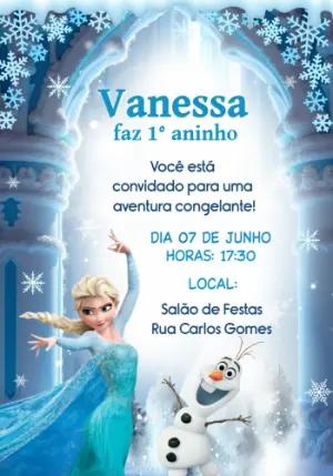 Convite de Aniversário Frozen com Elsa e Olaf para Editar