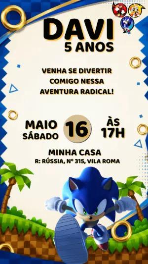 Convite de Aniversário do Sonic: Modelo Digital para Editar Online
