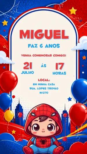 Convite de Aniversário Homem-Aranha Fofo para Editar