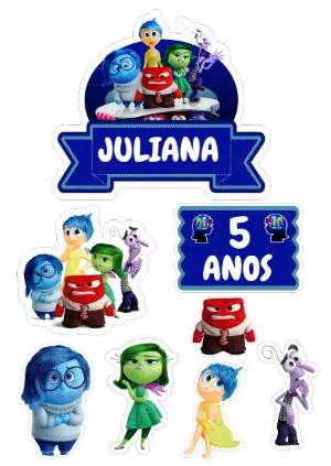Topo de Bolo Divertida Mente com Personagens para Editar
