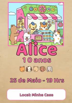 Convite Aniversário Animais na Doceria para Editar Online
