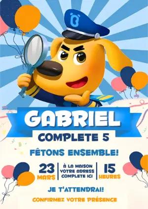 Invitation d'anniversaire Chien Détective à modifier