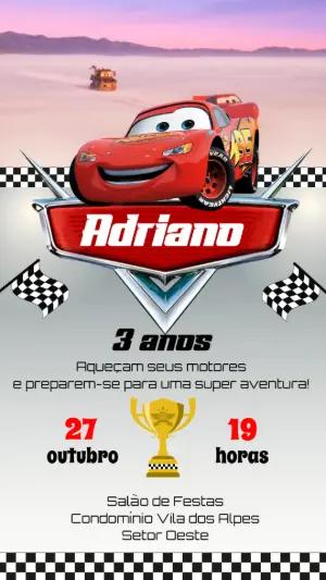 Convite Animado Aniversário Carros Disney para Editar Online