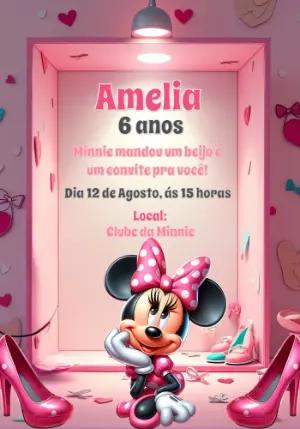 Convite de Aniversário Minnie Mouse para Editar Online