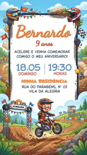 Convite de Aniversário Motocross Infantil para Editar