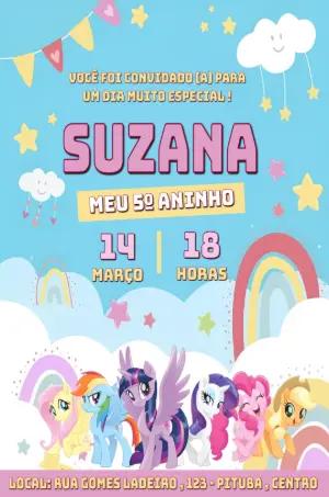 Convite de Aniversário My Little Pony Editável para Imprimir