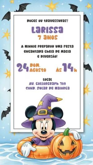 Convite Aniversário Minnie Halloween para Editar Online