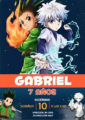 Invitación de Cumpleaños Anime Hunter x Hunter Editable