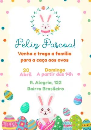 Convite de Páscoa Caça aos Ovos com Coelhinho para Editar