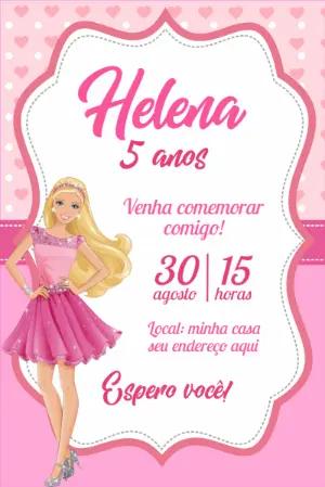 Convite de Aniversário Barbie para Editar Online