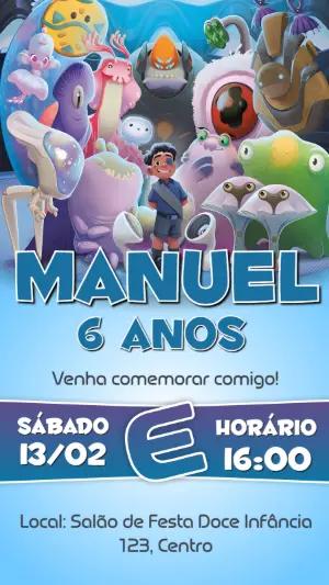Convite Aniversário Elio Pixar com Aliens para Editar Online