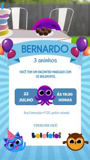 Convite Animado Bolofofos para Aniversário Infantil Editável