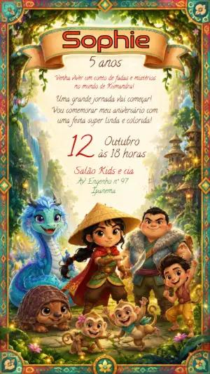 Convite de Aniversário Raya e o Último Dragão Editável