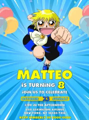 Zatch Bell Anime Birthday Invitation Template for Kids
