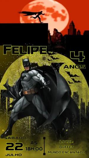 Convite Animado de Aniversário Batman para Editar Online