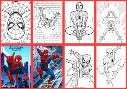 Livrinho de Colorir Homem Aranha para Aniversário Editável