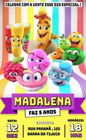 Convite de Aniversário Fini com Personagens para Editar Online