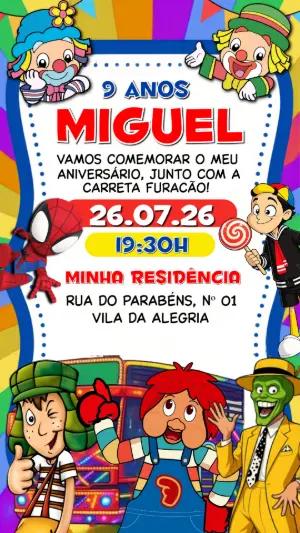 Convite de Aniversário Carreta Furacão Colorido para Editar