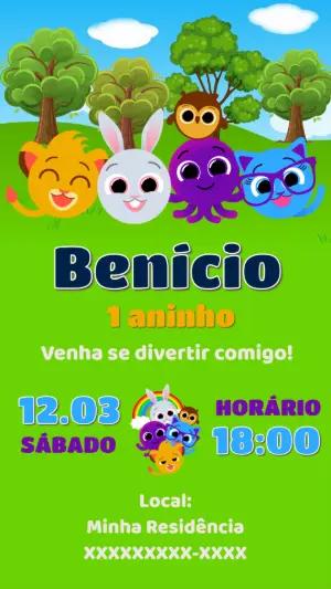 Convite de Aniversário Bolofofos para Editar Online