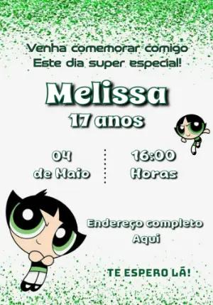 Convite de Aniversário Docinho Meninas Super Poderosas para Editar