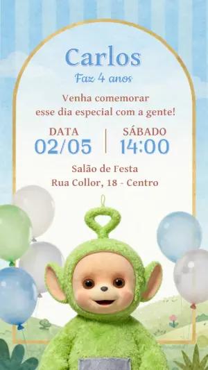Convite de Aniversário Teletubbies Dipsy Editável