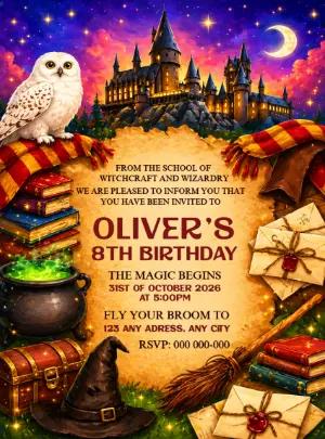 Wizard School Birthday Invitation | Editable Template