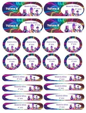 Etiquetas Escolares Guerreiras do Kpop para Editar e Imprimir