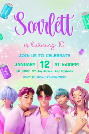K-Pop Saja Boys Birthday Invitation | Editable Digital Template