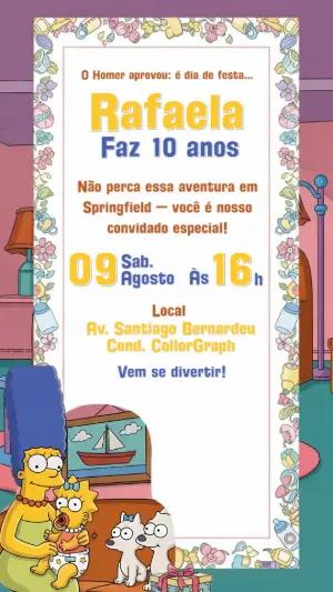 Convite Aniversário Os Simpsons com Personagens para Editar
