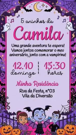 Convite Digital Vampirina Infantil Editável para Aniversário
