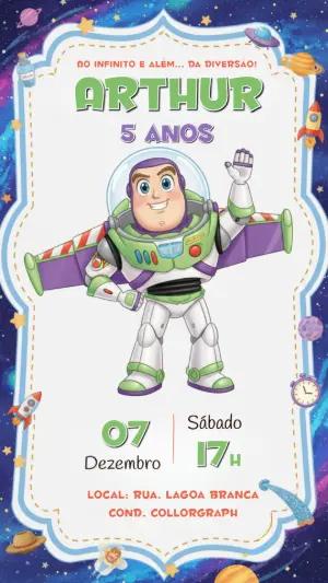 Convite Digital Festa Toy Story com Buzz Lightyear Editável