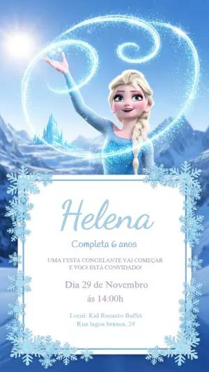 Convite Digital Aniversário Frozen com Elsa para Editar