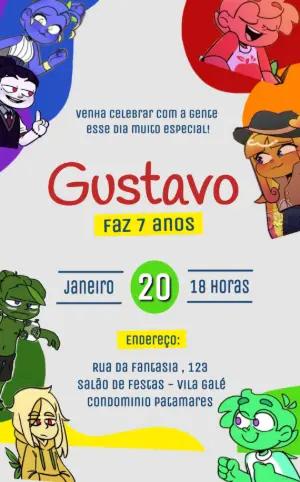 Convite de Aniversário Infantil Mundo Torajo Editável