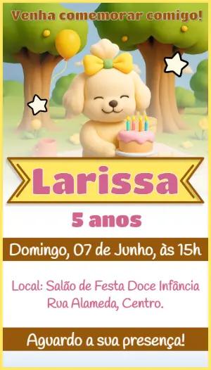 Convite Aniversário Cachorrinho Fofo para Editar Online