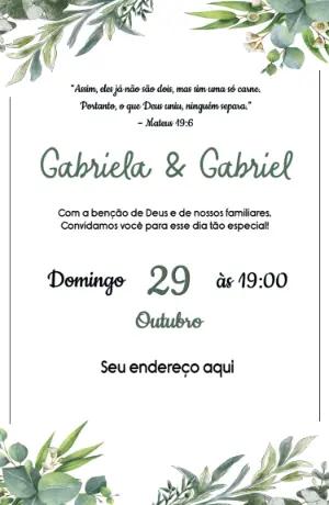 Convite de Casamento Minimalista Verde Eucalipto Editável