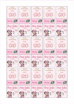 Adesivo Tic Tac Minnie Rosa para Aniversário para Editar Online