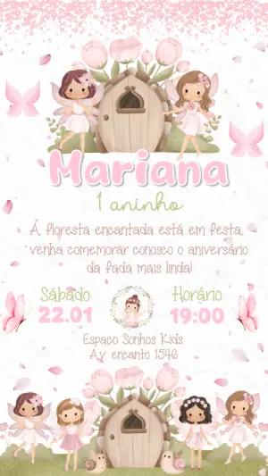 Convite de Aniversário Fada no Jardim Encantado para Editar