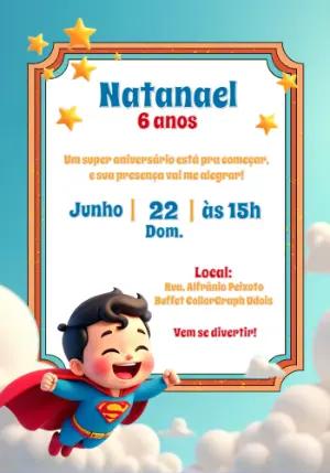Convite de Aniversário Superman para Editar e Imprimir