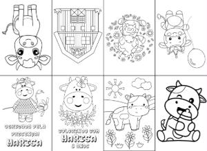 Mini Livro de Colorir Vaquinha para Editar Online