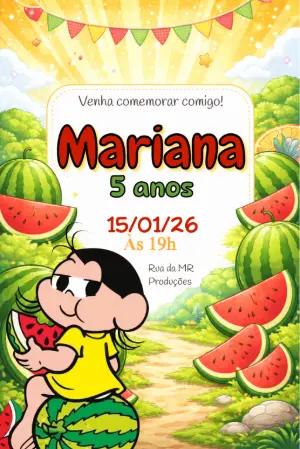 Convite de Aniversário Magali e Melancia para Editar Online