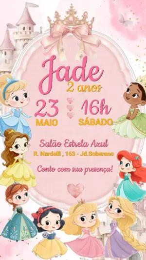 Vídeo Convite Animado Princesas da Disney para Editar