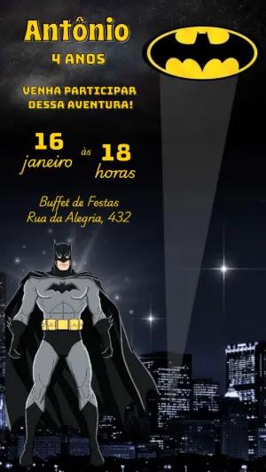 Convite de Aniversário Batman Super-Herói para Editar
