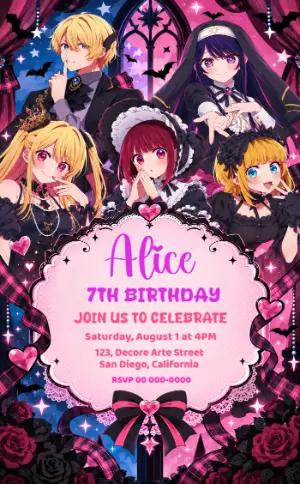 Editable Oshi no Ko Birthday Invitation Template